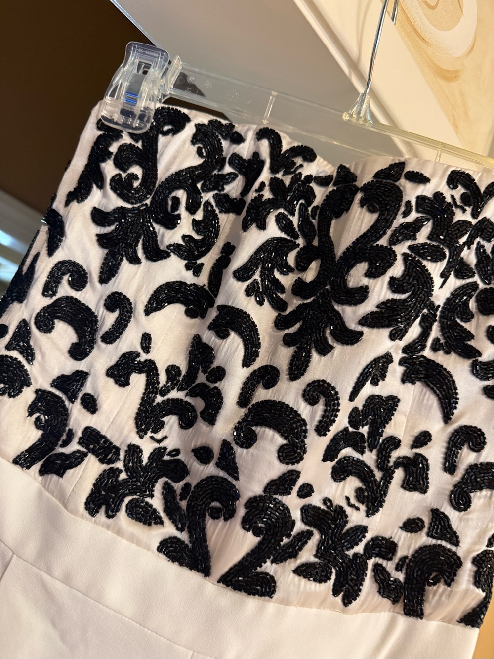 Alice + Olivia Black and White Embroidered Strapless Jumpsuit